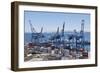 Container port at the harbour in Valparaiso, Chile, South America-Julio Etchart-Framed Photographic Print