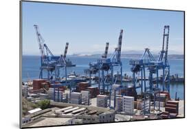 Container port at the harbour in Valparaiso, Chile, South America-Julio Etchart-Mounted Photographic Print