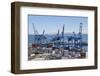 Container port at the harbour in Valparaiso, Chile, South America-Julio Etchart-Framed Photographic Print