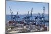 Container port at the harbour in Valparaiso, Chile, South America-Julio Etchart-Mounted Photographic Print
