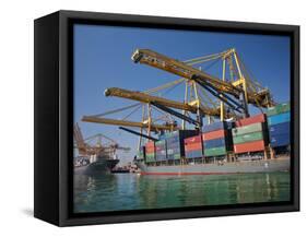 Container Port, Port of Barcelona, Barcelona, Catalonia, Spain, Europe-Adina Tovy-Framed Stretched Canvas