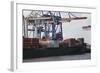 Container Ship and Dock Hamburg, Germany-Dennis Brack-Framed Photographic Print