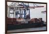 Container Ship and Dock Hamburg, Germany-Dennis Brack-Framed Photographic Print