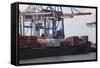Container Ship and Dock Hamburg, Germany-Dennis Brack-Framed Stretched Canvas