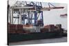 Container Ship and Dock Hamburg, Germany-Dennis Brack-Stretched Canvas