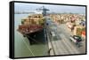 Container Ship And Port-Dr. Juerg Alean-Framed Stretched Canvas