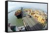 Container Ship And Port-Dr. Juerg Alean-Framed Stretched Canvas