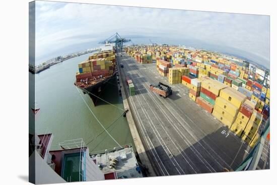 Container Ship And Port-Dr. Juerg Alean-Stretched Canvas