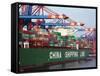 Container Ship at Container Terminal, Hamburg Harbour, Germany, Europe-Hans Peter Merten-Framed Stretched Canvas
