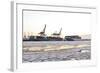 Container Ship Doing a Turning Manoeuvre, Ice Drift, Harbour Cranes-Axel Schmies-Framed Photographic Print