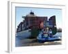 Container Ship on the River Elbe, Hamburg, Germany, Europe-Hans Peter Merten-Framed Photographic Print