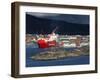 Container Ship Unloading at Nanortalik Port, Island of Qoornoq, Kitaa, Southern Greenland-Richard Cummins-Framed Photographic Print