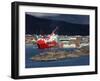 Container Ship Unloading at Nanortalik Port, Island of Qoornoq, Kitaa, Southern Greenland-Richard Cummins-Framed Photographic Print