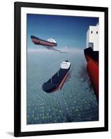 Container Ships Flying in the Sky-null-Framed Giclee Print