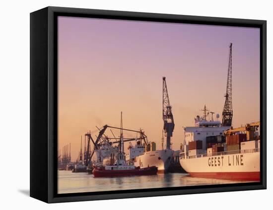 Container Ships, Southampton Docks, Hampshire, UK-Jean Brooks-Framed Stretched Canvas