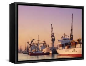 Container Ships, Southampton Docks, Hampshire, UK-Jean Brooks-Framed Stretched Canvas