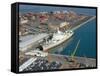 Container Terminal and Cargo Ship, Salerno, Campania, Italy, Mediterranean-Robert Francis-Framed Stretched Canvas