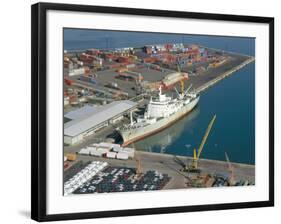 Container Terminal and Cargo Ship, Salerno, Campania, Italy, Mediterranean-Robert Francis-Framed Photographic Print