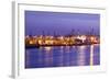 Container Terminal with Container Ship Hamburg-SŸd, Loading, Waltershof Harbour, Dusk, Altona-Axel Schmies-Framed Photographic Print