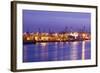 Container Terminal with Container Ship Hamburg-SŸd, Loading, Waltershof Harbour, Dusk, Altona-Axel Schmies-Framed Photographic Print