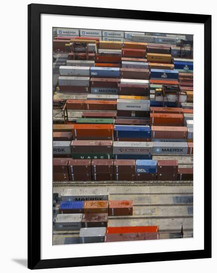 Containers in Container Terminal, Hong Kong, China-Tim Hall-Framed Photographic Print