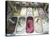 Containers of Gelato Displayed in Freezer-null-Stretched Canvas