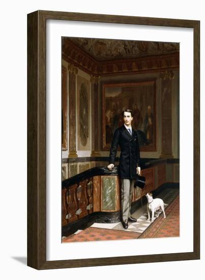 Conte De La Rouchefoucauld Duc De Doudeauville with His Terrier, C.1870S-Jean Leon Gerome-Framed Giclee Print