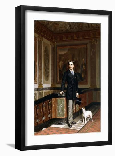 Conte De La Rouchefoucauld Duc De Doudeauville with His Terrier, C.1870S-Jean Leon Gerome-Framed Giclee Print