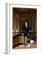 Conte De La Rouchefoucauld Duc De Doudeauville with His Terrier, C.1870S-Jean Leon Gerome-Framed Giclee Print