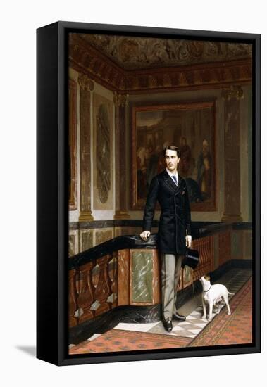Conte De La Rouchefoucauld Duc De Doudeauville with His Terrier, C.1870S-Jean Leon Gerome-Framed Stretched Canvas