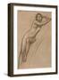 Conte Drawing of Nude Woman-null-Framed Art Print