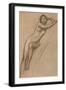 Conte Drawing of Nude Woman-null-Framed Art Print
