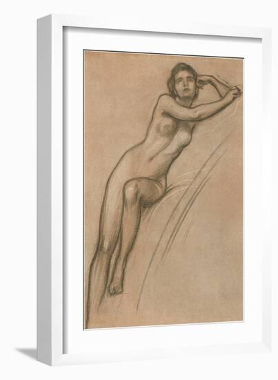 Conte Drawing of Nude Woman-null-Framed Art Print