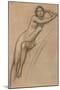 Conte Drawing of Nude Woman-null-Mounted Art Print