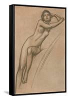 Conte Drawing of Nude Woman-null-Framed Stretched Canvas