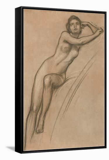 Conte Drawing of Nude Woman-null-Framed Stretched Canvas