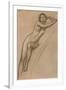 Conte Drawing of Nude Woman-null-Framed Art Print