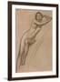 Conte Drawing of Nude Woman-null-Framed Art Print