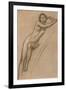 Conte Drawing of Nude Woman-null-Framed Art Print