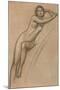 Conte Drawing of Nude Woman-null-Mounted Art Print