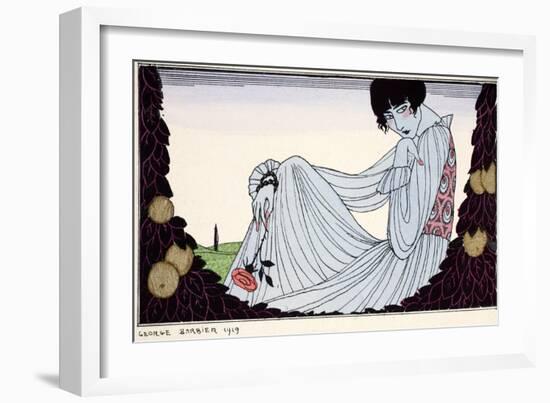 Contemplation ? 1919-Georges Barbier-Framed Giclee Print