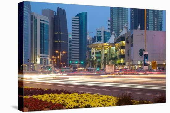 Contemporary Architecture and Traffic at Dusk in the City Centre, Doha, Qatar, Middle East-Frank Fell-Stretched Canvas