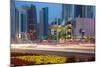 Contemporary Architecture and Traffic at Dusk in the City Centre, Doha, Qatar, Middle East-Frank Fell-Mounted Photographic Print
