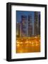 Contemporary Architecture and Traffic at Dusk in the City Centre, Doha, Qatar, Middle East-Frank Fell-Framed Photographic Print