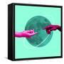 Contemporary Art Collage, Modern Design. Aesthetic of Hands. Trendy Pastel and Neon Colors. Copyspa-master1305-Framed Stretched Canvas