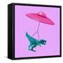 Contemporary Art Collage, Modern Design. Modern Express Delivery. Pink Flying Saucer Delivering Toy-master1305-Framed Stretched Canvas