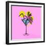 Contemporary Art Collage, Modern Design. Party Mood. Tropical Palm Tree in Giant Martini Cocktail G-master1305-Framed Photographic Print