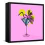 Contemporary Art Collage, Modern Design. Party Mood. Tropical Palm Tree in Giant Martini Cocktail G-master1305-Framed Stretched Canvas