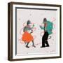 Contemporary Art Collage of Dancing Elder Man and Woman in Retro Styled Clothes Isolated over Light-master1305-Framed Photographic Print