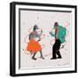 Contemporary Art Collage of Dancing Elder Man and Woman in Retro Styled Clothes Isolated over Light-master1305-Framed Photographic Print